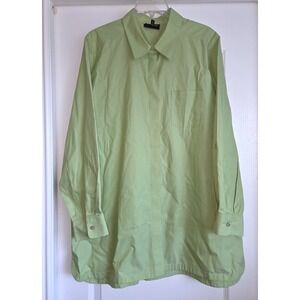 Foxcroft Non-Iron Shaped Fit Long Sleeve Button Down Shirt Lime Green Sz 20W
